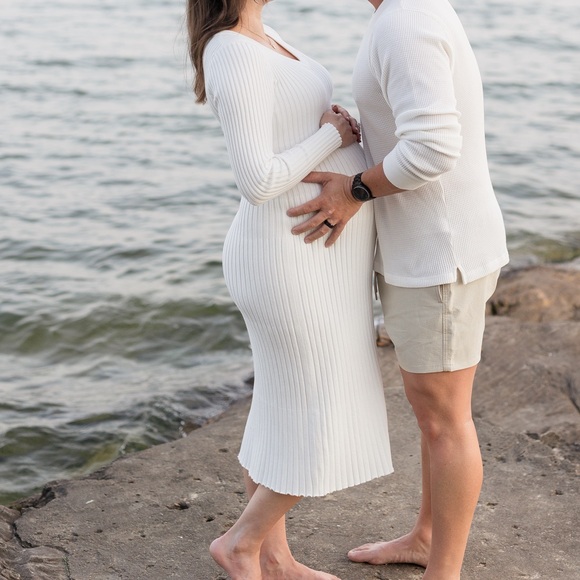 White Ribbed Knit Bodycon Dress - Picture 4 of 6
